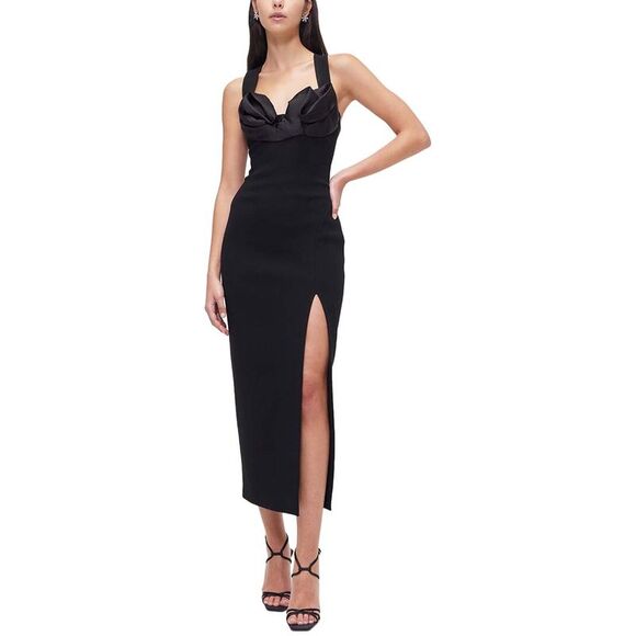 Rachel Gilbert WomensAlaric Wool & Silk-Blend Midi Dress Black